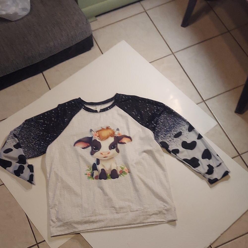 Adorable Higland Cow Print Long Sleeve Shirt